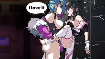 Lesbian Kissing and Strapon Hentai Cartoon