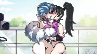 Lesbian Kissing and Strapon Hentai Cartoon