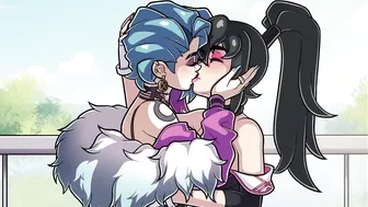 Lesbian Kissing and Strapon Hentai Cartoon