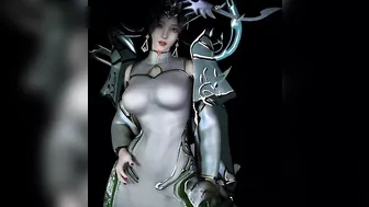 3D anime big boobs Asian wife with cosplay dress naked boobs