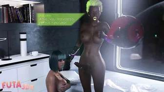 Futa3dX - Horny Blue Hair Bitch Wants To Suck On Futa Cock