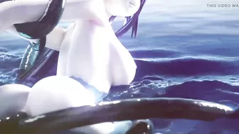 Anime Girl Gets Fucked by Monster Cocks in the Pool