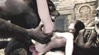 Serana Fucks 2 werewolves in the Breeding Pits - Skyrim mods-