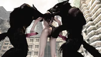 Serana Fucks 2 werewolves in the Breeding Pits - Skyrim mods-