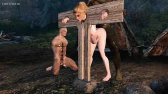 Skyrim Porn - Gerdur gets fucked by an orc while her husband watches, creampied and impregnated