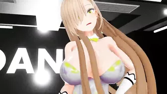 Blue Archive Ichinose Asuna Undress Dancing Hentai Blonde Bunny Girl Big Boobs MMD 3D Yellow Clothes