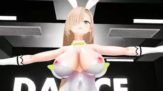 Blue Archive Ichinose Asuna Undress Dancing Hentai Blonde Bunny Girl Big Boobs MMD 3D Yellow Clothes