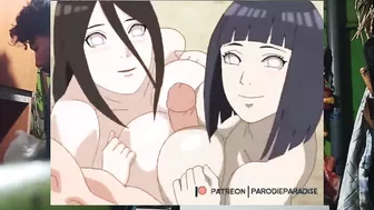 Hinata y himawari cogen duro con naruto