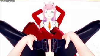 Zero Two from Darling in the Franxx Gives You A Footjob Hentai POV