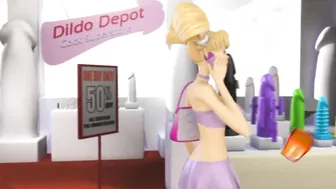 3DGSPOT - Blonde Teen Deepthroats And Gags A Huge Cock In A Dildo Shop! 3D ANIMATION!