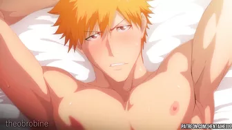 BLEACH hentai Yoruichi Ichigo gets creampie 2D animation