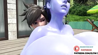 FUTA TRACER HELP CUMMING WIDOWMAKER IN SUMMER HOUSE | BEST FUTA OVERWATCH HENTAI 4K