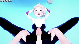 Gwen Stacy from Spiderman Marvel Gives You A Footjob Hentai POV