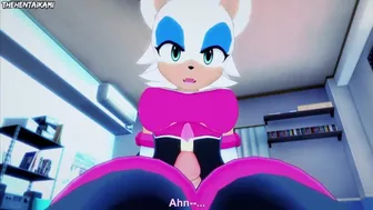 Rouge from Sonic Gives You A Footjob Hentai POV