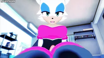 Rouge from Sonic Gives You A Footjob Hentai POV