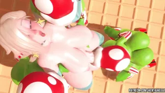 FUTA Princess Peach cumming from deepthroat blowjob 3D animation