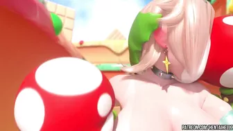 FUTA Princess Peach cumming from deepthroat blowjob 3D animation