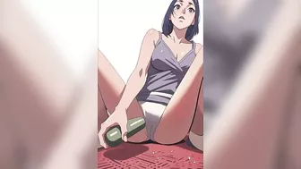 Hentai girl putting cucumber in pussy.