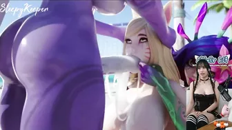 best threesome - Ahri x Soraka x Neeko of League of Legends futanari face fucking hentai