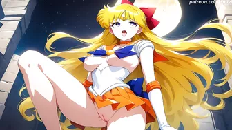 Sailor Venus transformed and accidentally lost her clothes