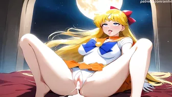 Sailor Venus transformed and accidentally lost her clothes