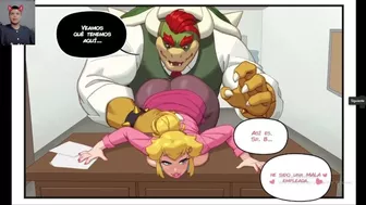 Peach wants to fuck her boss Bowser's gigantic cock with her little pussy