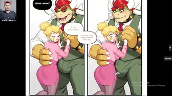 Peach wants to fuck her boss Bowser's gigantic cock with her little pussy