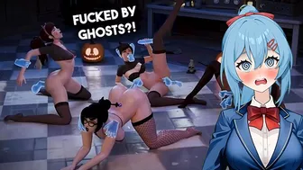 GHOST GANGBANG! Tracer x Sombra x DVa x Mei | Halloween porn