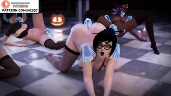 OVERWATCH HALLOWEEN HENTAI PARY WIDOWMAKER TRACER D.VA