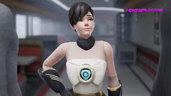 TRACER Double Penetrated By 2 Massive Black Cocks - Animation