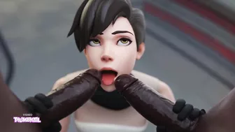 TRACER Double Penetrated By 2 Massive Black Cocks - Animation