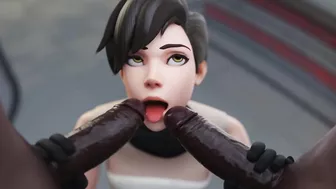 TRACER Double Penetrated By 2 Massive Black Cocks - Animation