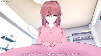 Monika from Doki Doki Literature Club Gives You A Footjob Hentai POV