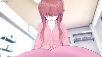 Monika from Doki Doki Literature Club Gives You A Footjob Hentai POV