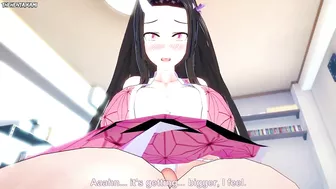 Nezuko from Demon Slayer Gives You A Footjob Hentai POV