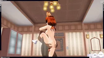 3D HENTAI fucked redhead girlfriend after a walk