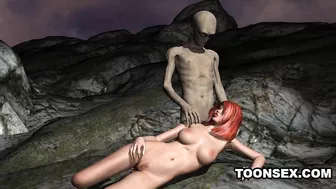 Busty 3D Redhead Sucks and Fucks an Alien