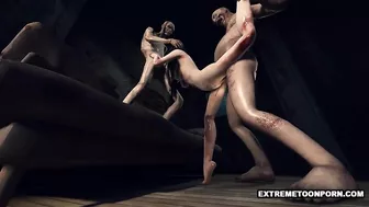 Foxy 3D Zombie Babe Getting Double Teamed