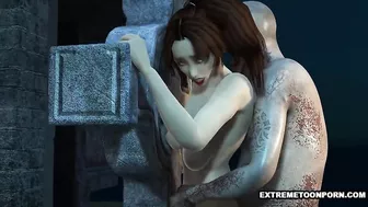 3D Babe Fucked in a Graveyard by a Zombie