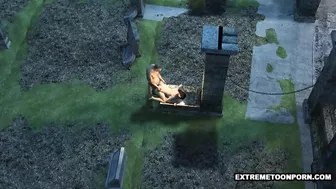 3D Babe Fucked in a Graveyard by a Zombie