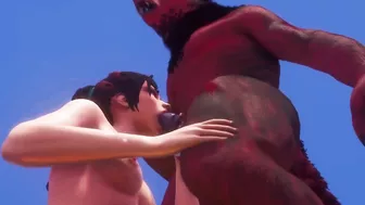 3D Werewolf Demon Monster Gets Blowjob