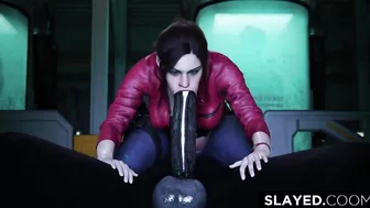 Claire Redfield Swallows A Huge Cock