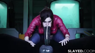 Claire Redfield Swallows A Huge Cock