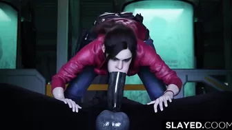 Claire Redfield Swallows A Huge Cock