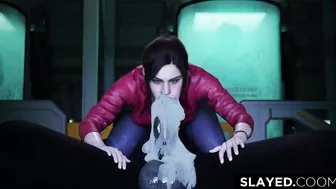 Claire Redfield Swallows A Huge Cock