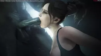 Claire Redfield get's face fucked by Mr. X