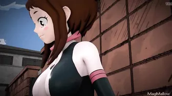 Izuku and Uraraka cum hard