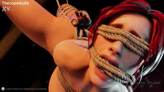 Triss in reverse shibari suspension (The Awakening)