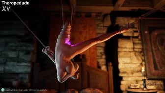 Triss in reverse shibari suspension (The Awakening)