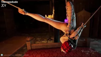 Triss in reverse shibari suspension (The Awakening)